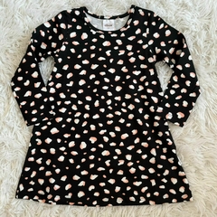 Vestido manga longa com estampa rotativa e decote redondo - comprar online