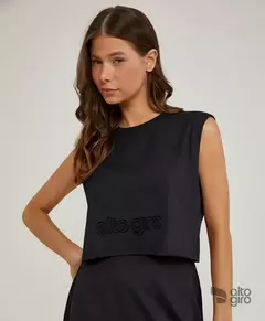 Regata Cropped Alto Relevo - Preto - comprar online