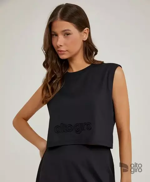 Regata Cropped Alto Relevo - Preto - comprar online