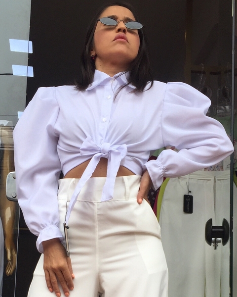 Camisa Cropped Eloize Branca - comprar online