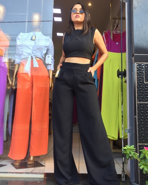 Cropped Belly Preto Decote Costas - comprar online