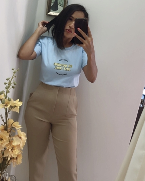 T-shirt Algodão Azul Céu