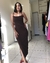 Vestido Marrom Midi Fenda e Decote - comprar online