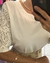 Blusa Branca no Crepe com mangas bordadas