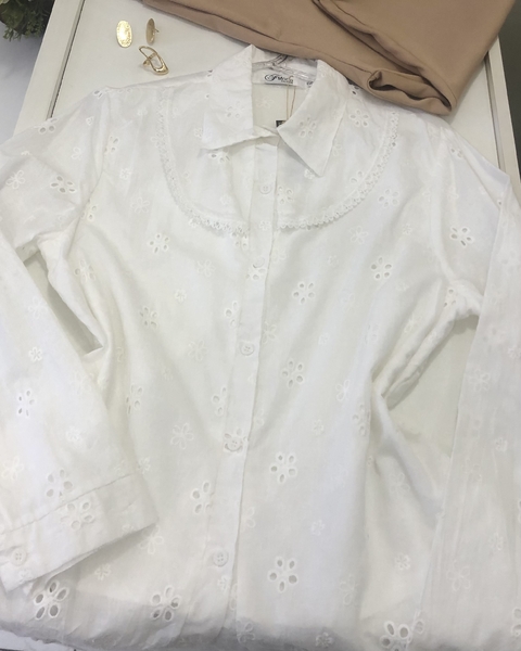 Camisa Laise Branca com Babados - comprar online