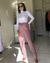 Conjunto Calça Rose e Blusa Manga Longa Branca - loja online