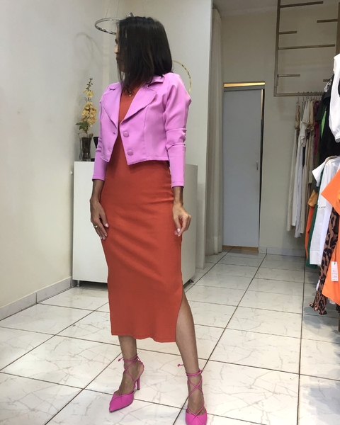 Blazer Cropped Alfaiataria Lavanda