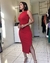 Vestido Midi Vermelho Cavado Fenda - loja online