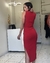 Vestido Midi Vermelho Cavado Fenda na internet