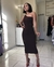 Vestido Midi Marrom Nula Manga Cavado na internet