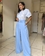 Calça Pantalona Alfaiataria Cinto Azul Céu na internet