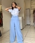 Calça Pantalona Alfaiataria Cinto Azul Céu - loja online