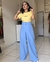 Calça Pantalona Alfaiataria Cinto Azul Céu