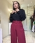 Calça Pantalona Alfaiataria Cinto Marsala
