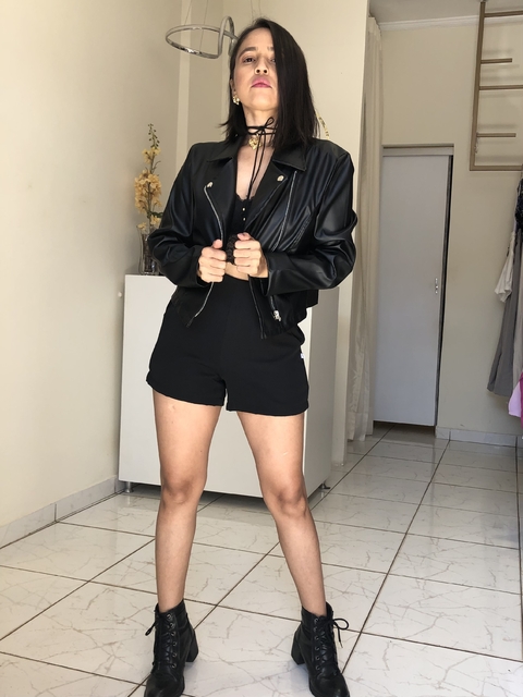 Jaqueta Preta Courino