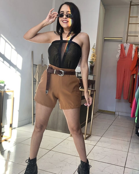 Short Alfaiataria Marrom