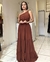 Vestido Longo Nula Manga Marrom