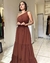 Vestido Longo Nula Manga Marrom - comprar online