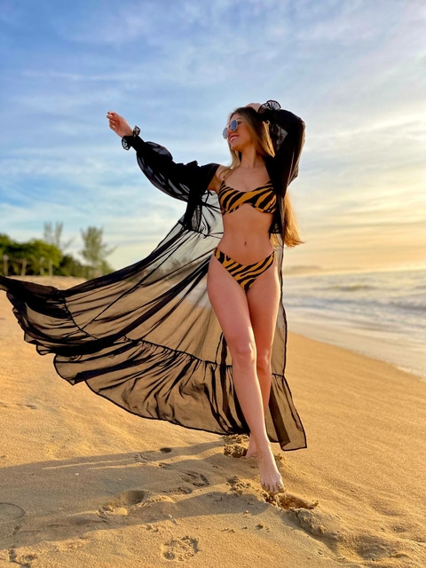 Saída Longa com Manga - Preto com brilho