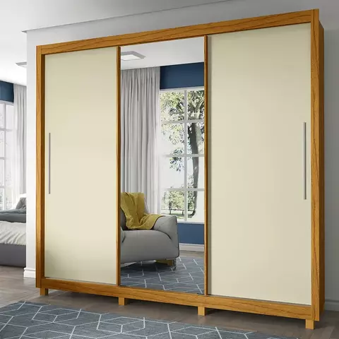 Guarda-Roupa Casal Royale 3 Portas de Correr C/ Espelho e 4 Gavetas - comprar online