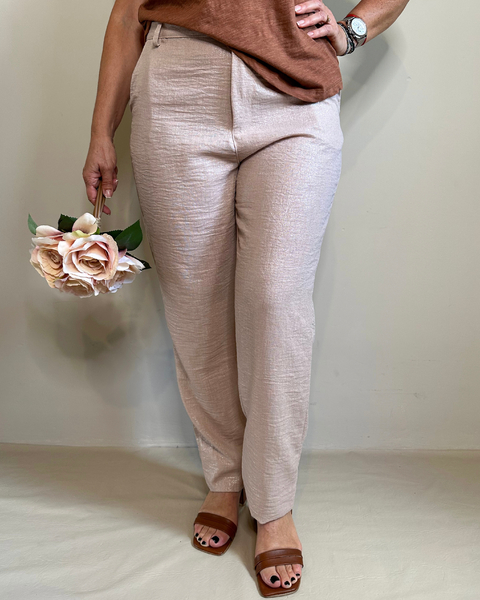 PANTALON LINO SHINNY TOSTADO