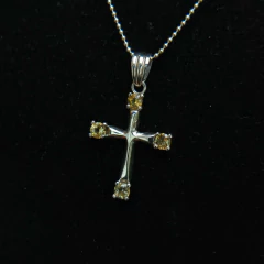 Colgante de Cruz de Plata con Citrinos - Joan Marco Joyería