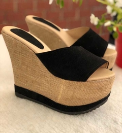 Sandalias faja negra con plataforma