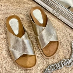 Sandalias tiras anchas plateada
