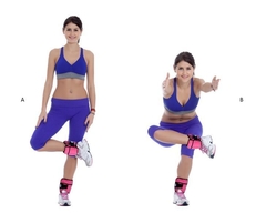 Imagen de Kit Rueda abdominal doble Entrenamiento Fitness + Tobillera Con Peso 2 Kg - El Par