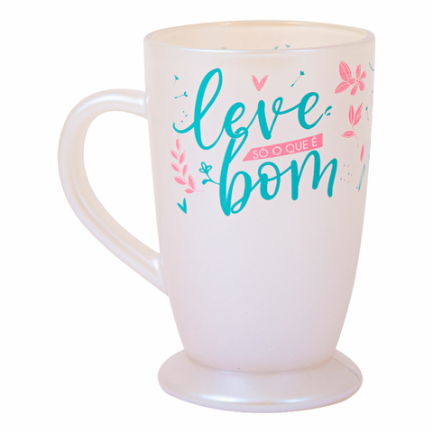 Caneca De Vidro Com Base Perolada - Leve só o que é bom - Uatt?