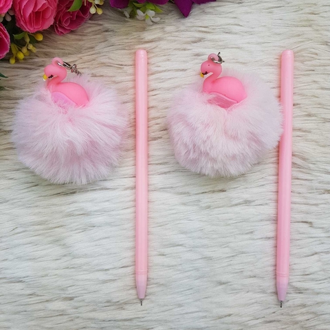 Caneta Flamingo com Pompom 0.4mm
