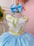 Vestido Infantil Branco Com Azul e Renda Realeza Daminhas (2227BZ)