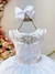 Vestido Infantil Branco C/ Renda Metalizada e Tule Glitter (2109BS)