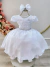 Vestido Infantil Branco Busto C/ Renda e Tiara Luxo Daminhas (1053BC)