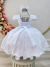 Vestido Infantil Branco Busto C/ Renda e Tiara Luxo Daminhas (1053BC) - Pirulito Rosa Kids