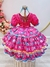 Fantasia Junino Arraiá Rosa Chiclete C/ Desenhos Coloridos (2897PK) - Pirulito Rosa Kids