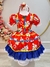 Fantasia Infantil Junino Vermelho Florido Arraiá Luxo (1906VM)