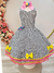 Vestido Infantil Junino Preto e Branco Xadrez C/ Broche (3438PA) - Pirulito Rosa Kids