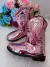 Bota - Coturno Doce Pe Boiadeira Texana Rosa Metalizada (BTCRTDCPBDTXNRSMTLZ)