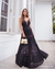 vestido longo listrado fio lurex