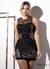 Vestido metalizado com recortes bordado na internet
