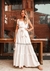 Vestido longo de crepe com gripir na internet