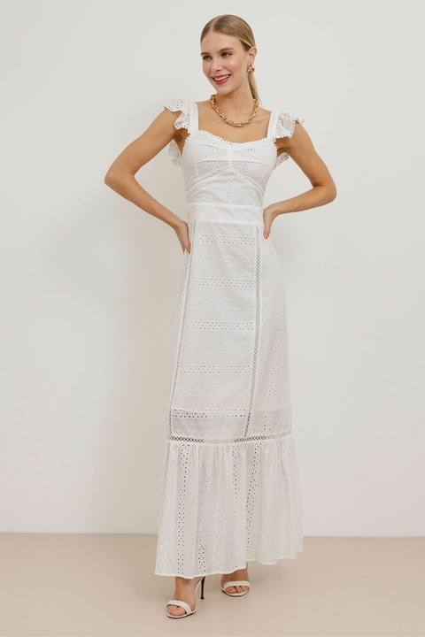 vestido longo laise off white