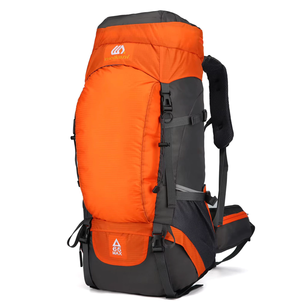 Mochila Weikani Cargueira 65Max Laranja C/ Capa de Chuva