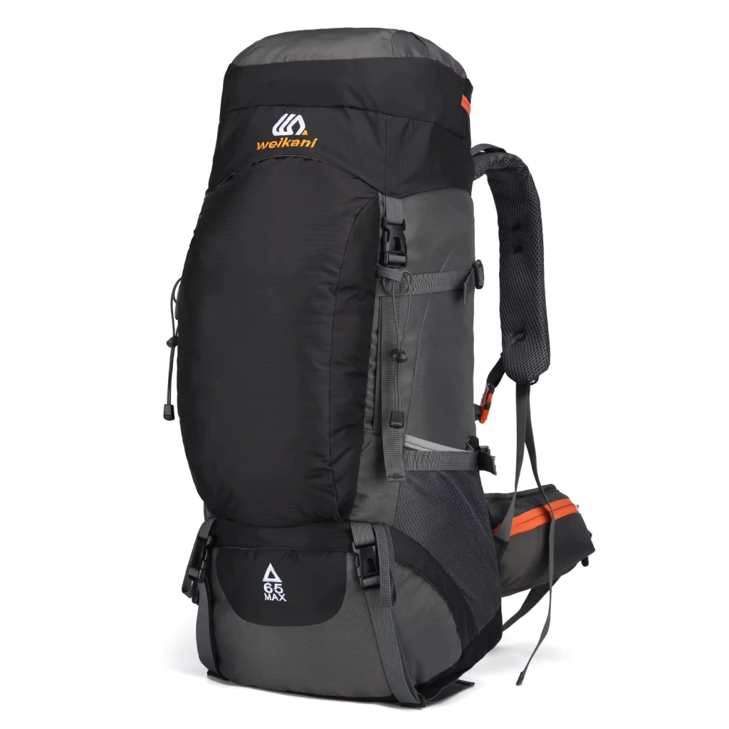 Mochila Weikani Cargueira 65Max Preta C/ Capa de Chuva