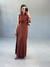 VESTIDO PAMELA MARROM TRANSPASSDO ANNA TORQUATO - Hira Store