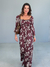 VESTIDO JORGINA ESTAMPADA MARROM ANNA TORQUATO - Hira Store