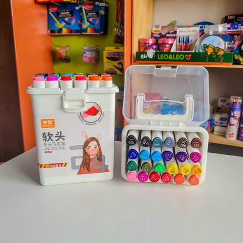 Maleta de Canetas Touch com 24 cores Ponta Dupla – Importados