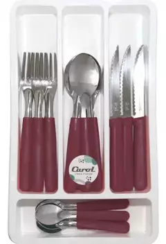 Juego de 24 Cubiertos Mango Plastico con Cubiertero Carol - tienda online