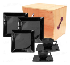 Baul Completo vajilla Cuadrada 42pzas Oxford Negro Porcelana - comprar online